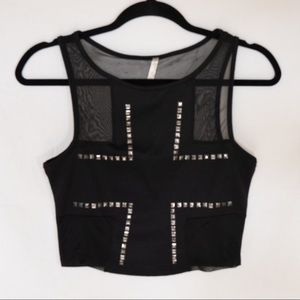 Black top with silver squares - WOMEN SMALL